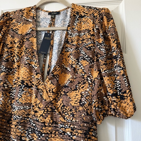 New AFRM Camila Animal Print Mini Dress Women’s M Golden Autumn Snake - Picture 6 of 17
